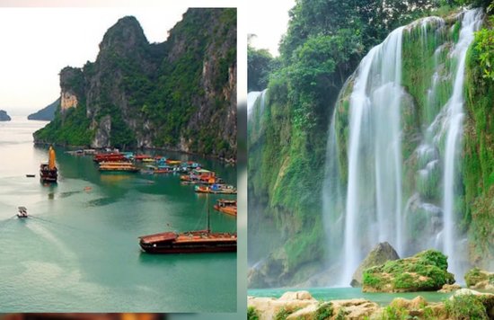 View of boats in the ocean and view of falls